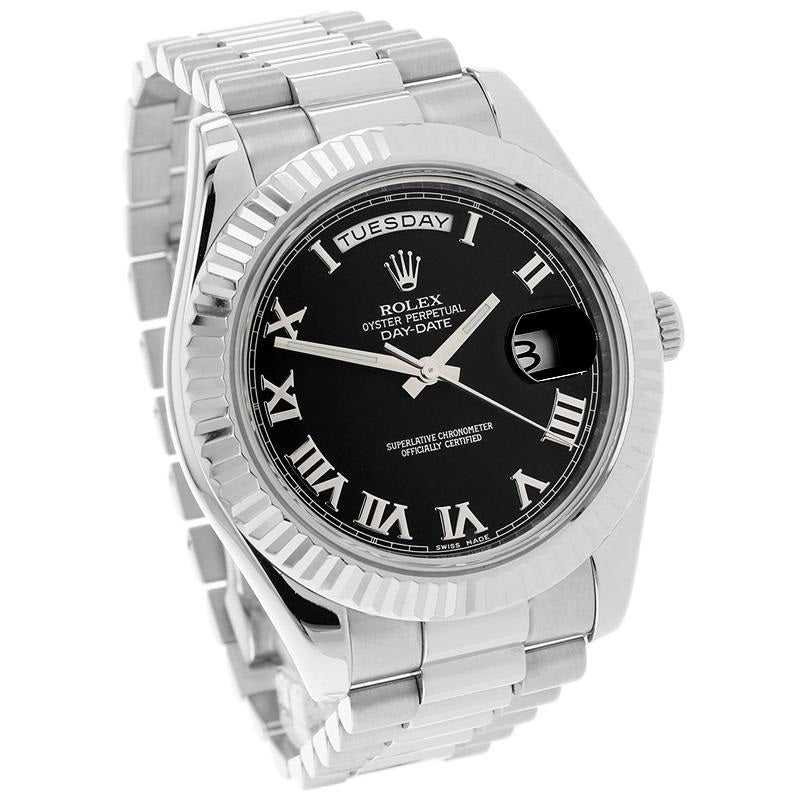 Luxury Automatic Watch for Men Mechanical Wristwatch Stainless Steel Day/Date Black Dial 100206