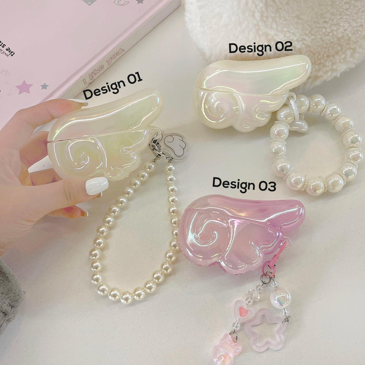 Angel Wing AirPods Case with Pearl & Beaded Charm mysite