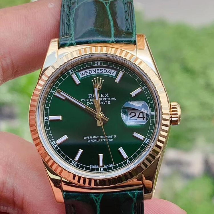 Automatic Watch Replica daydate leather blet green 061326