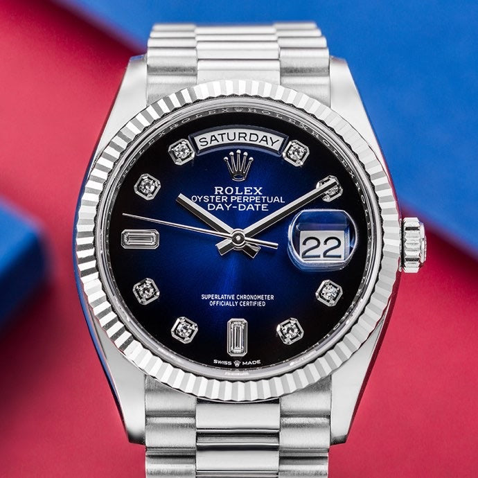 40mm Automatic Watch Replica Daydate Silver Blue 061311