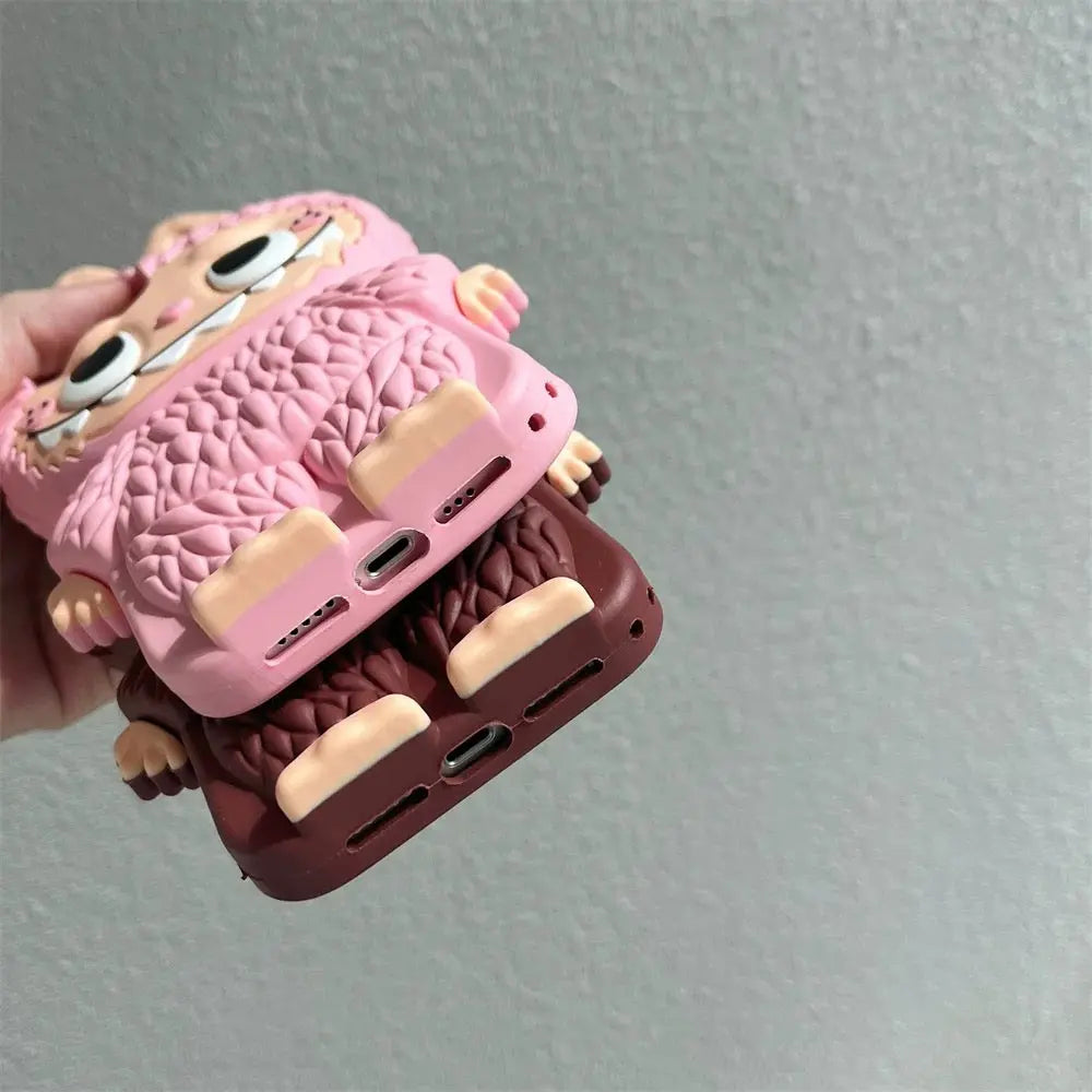 Cute Cartoon Labubu Zimomo Silicon Case | Brown Pink - iPhone Case-s2 mysite