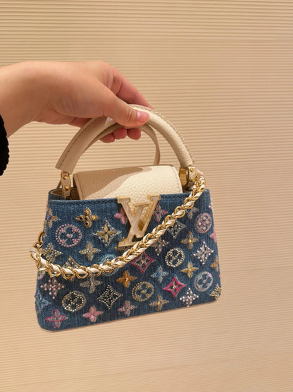 Luxury Denim Embellished Capucines Mini Bag-18 mysite