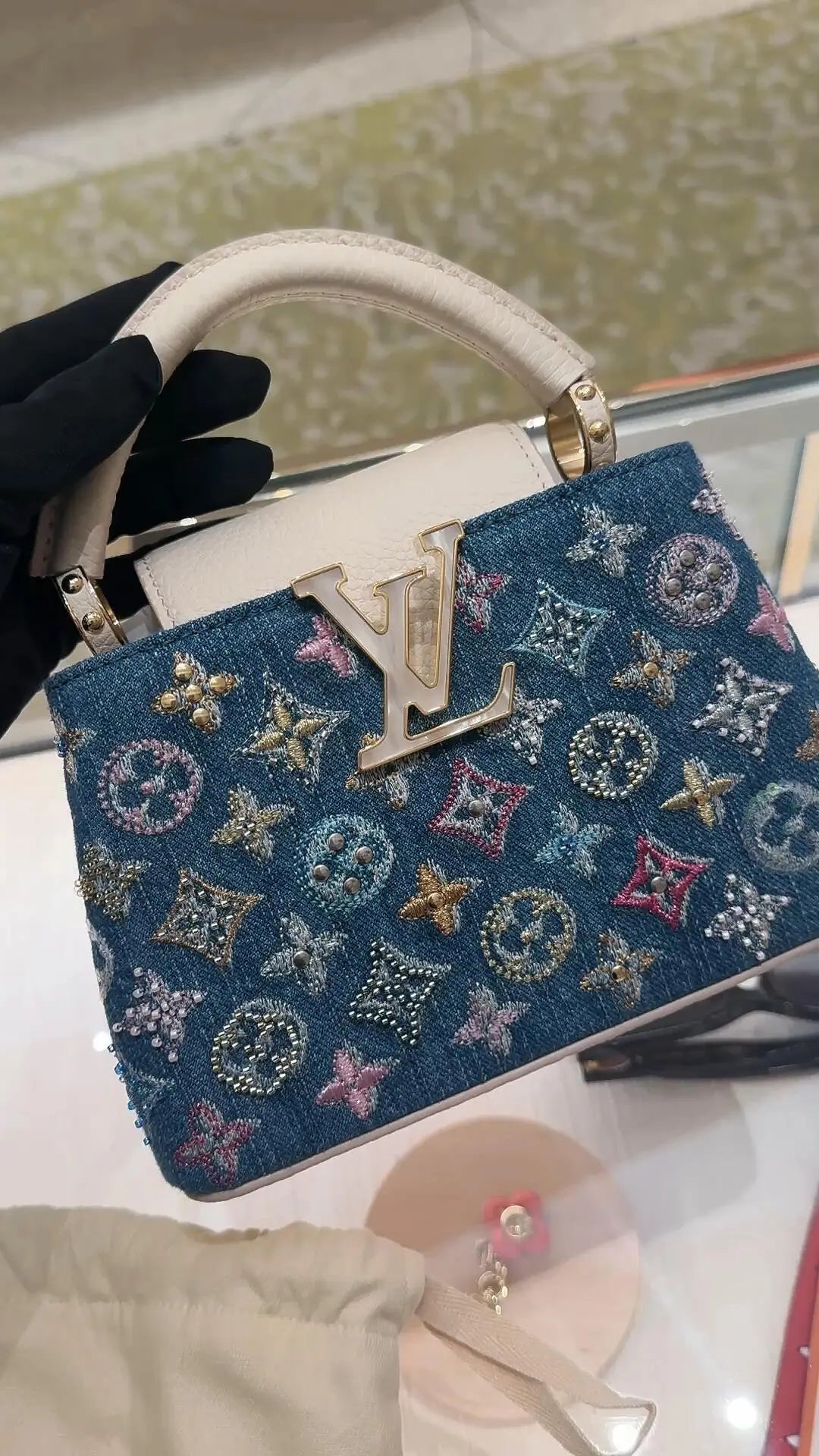 Luxury Denim Embellished Capucines Mini Bag-18 mysite