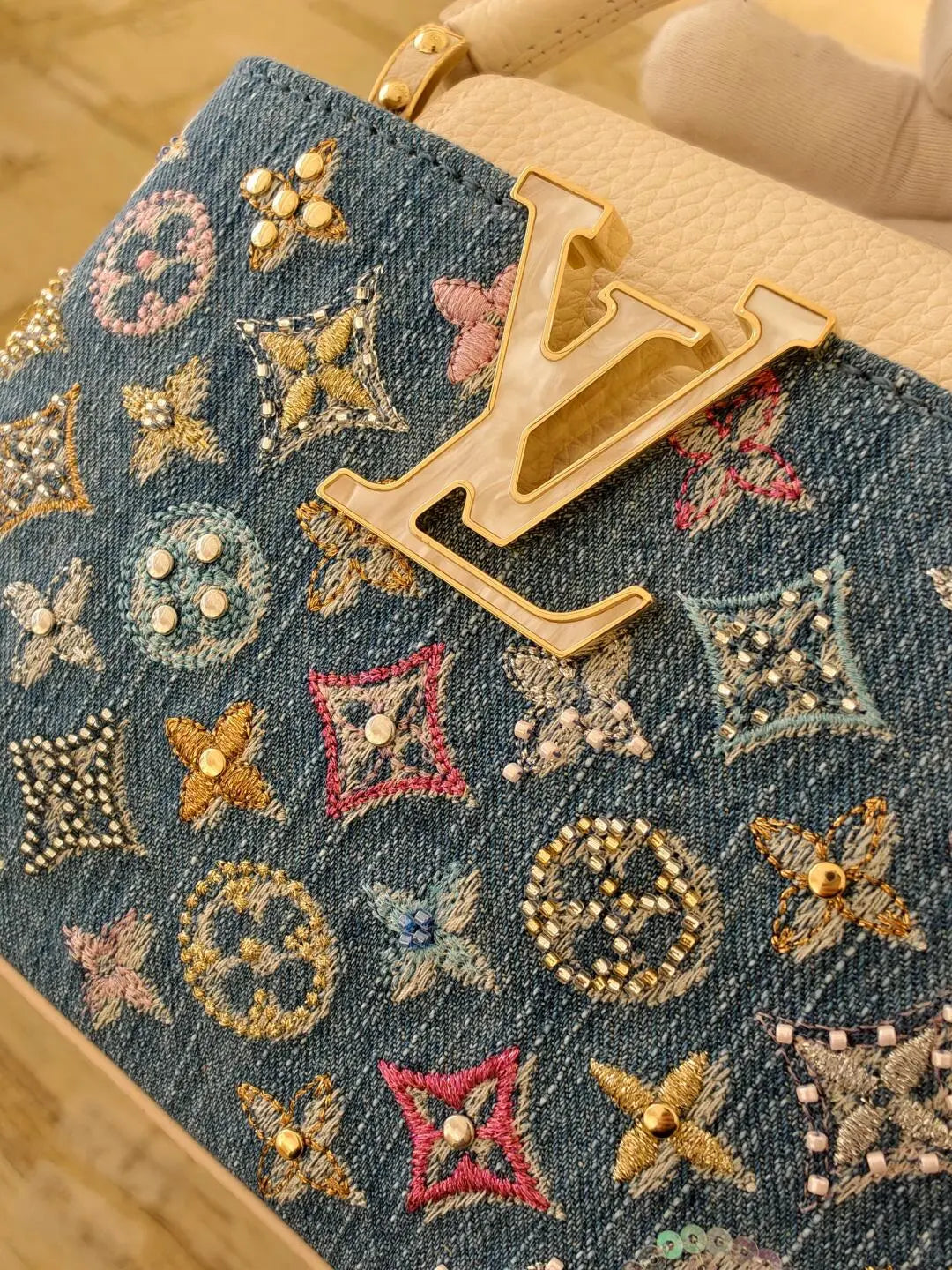 Luxury Denim Embellished Capucines Mini Bag-18 mysite