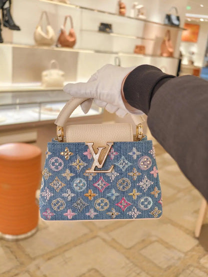 Luxury Denim Embellished Capucines Mini Bag-18 mysite