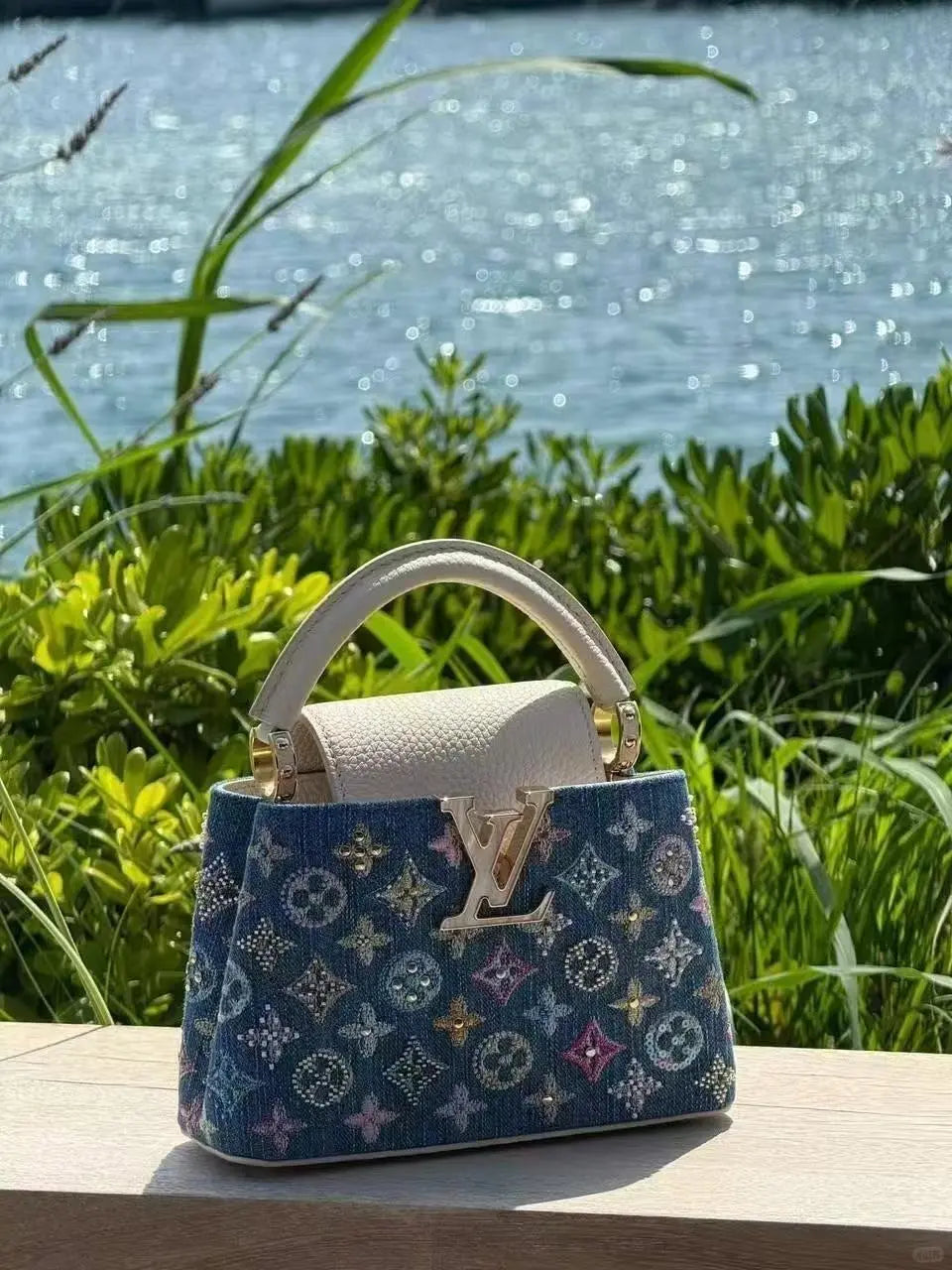 Luxury Denim Embellished Capucines Mini Bag-18 mysite