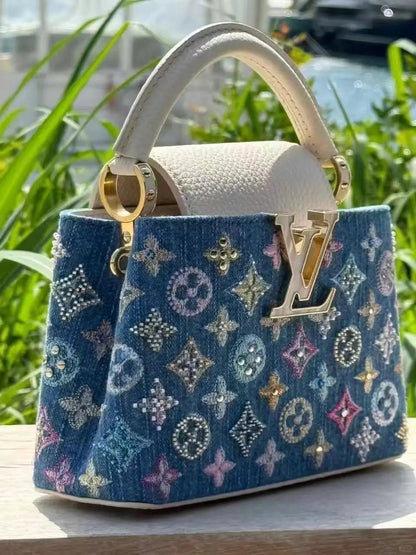 Luxury Denim Embellished Capucines Mini Bag-18 mysite