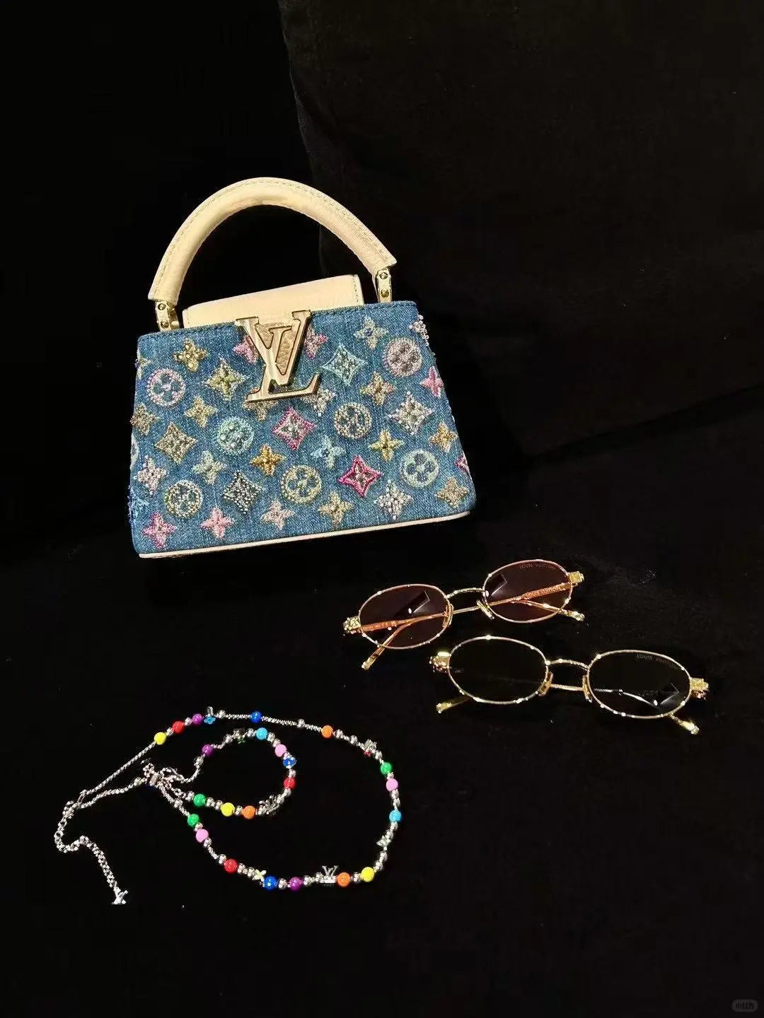 Luxury Denim Embellished Capucines Mini Bag-18 mysite