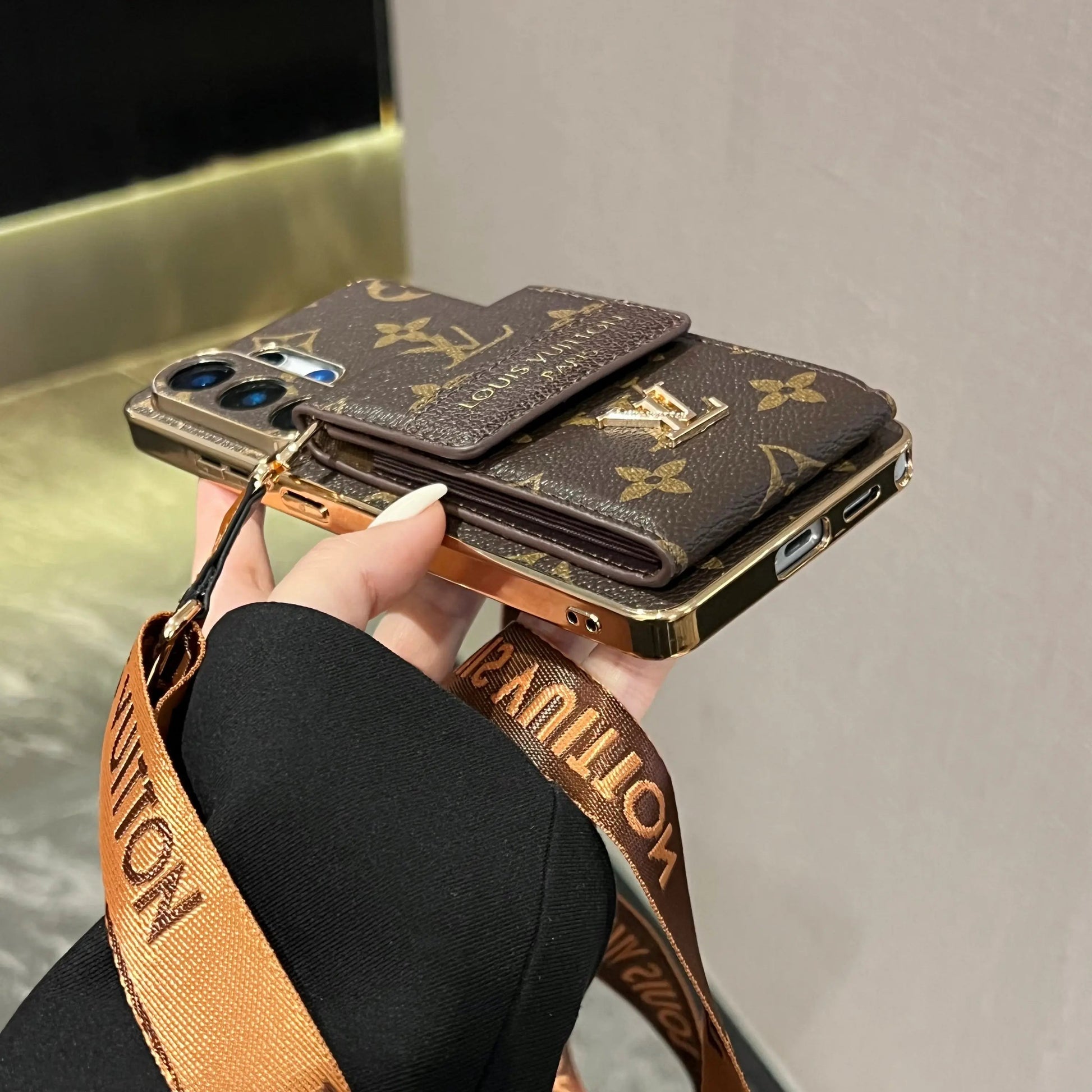 Luxury Advanced Leather Samsung Phone Case with Wallet and Strap.-1 mysite