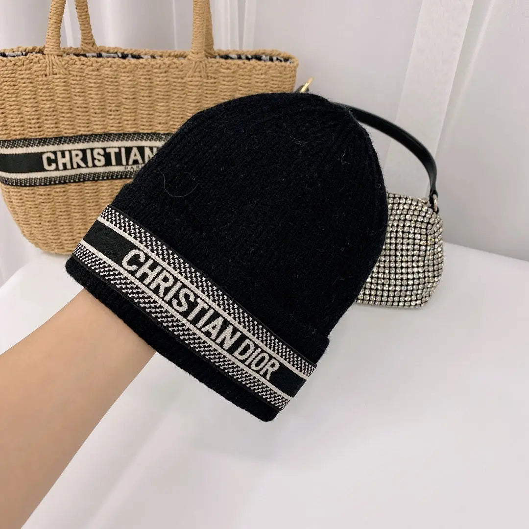 Vintage Oblique Wool Knit Beanie | Luxury Designer Winter Hat-s2 mysite