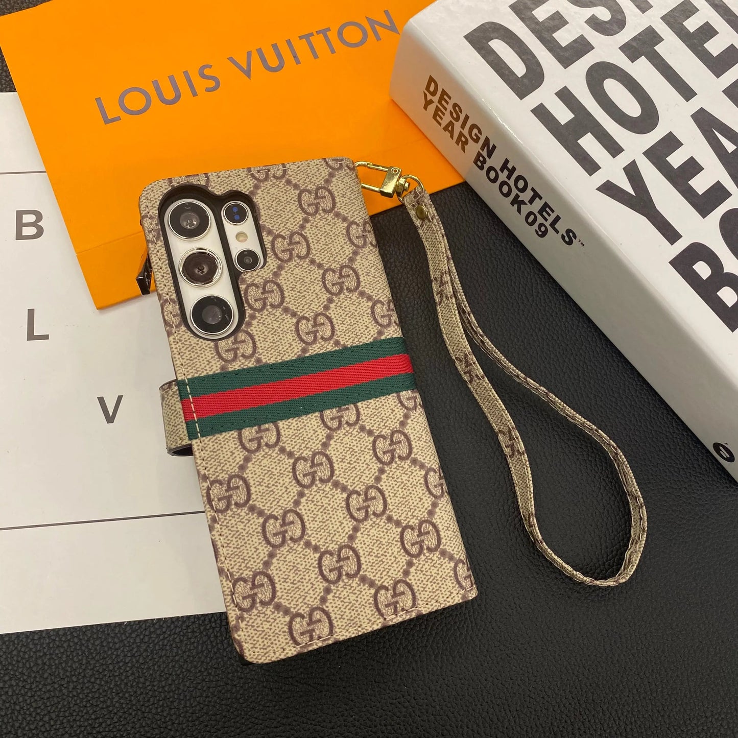MONOGRAM CANVAS LEATHER WALLET SAMSUNG MOBILE PHONE CASE-1 mysite