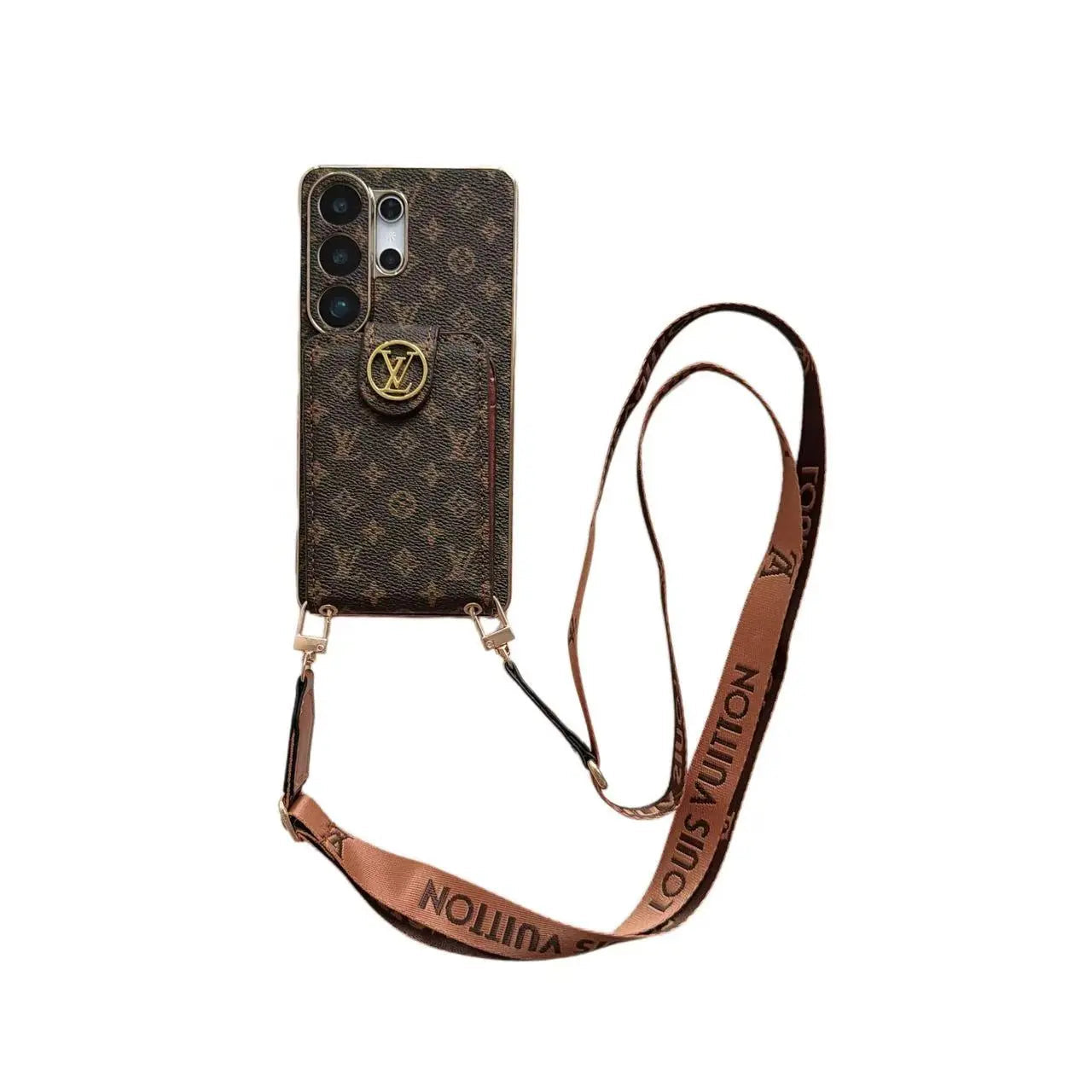 Luxury Monogram Crossbody Phone Case with Card Pocket and Shoulder Strap-1 mysite