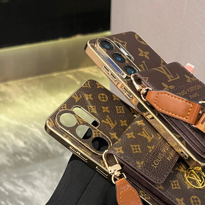 Luxury Advanced Leather Samsung Phone Case with Wallet and Strap.-1 mysite