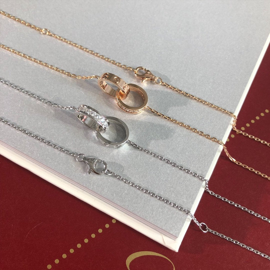 LOVE NECKLACE ROSE GOLD AND SILVER DIAMOND mysite
