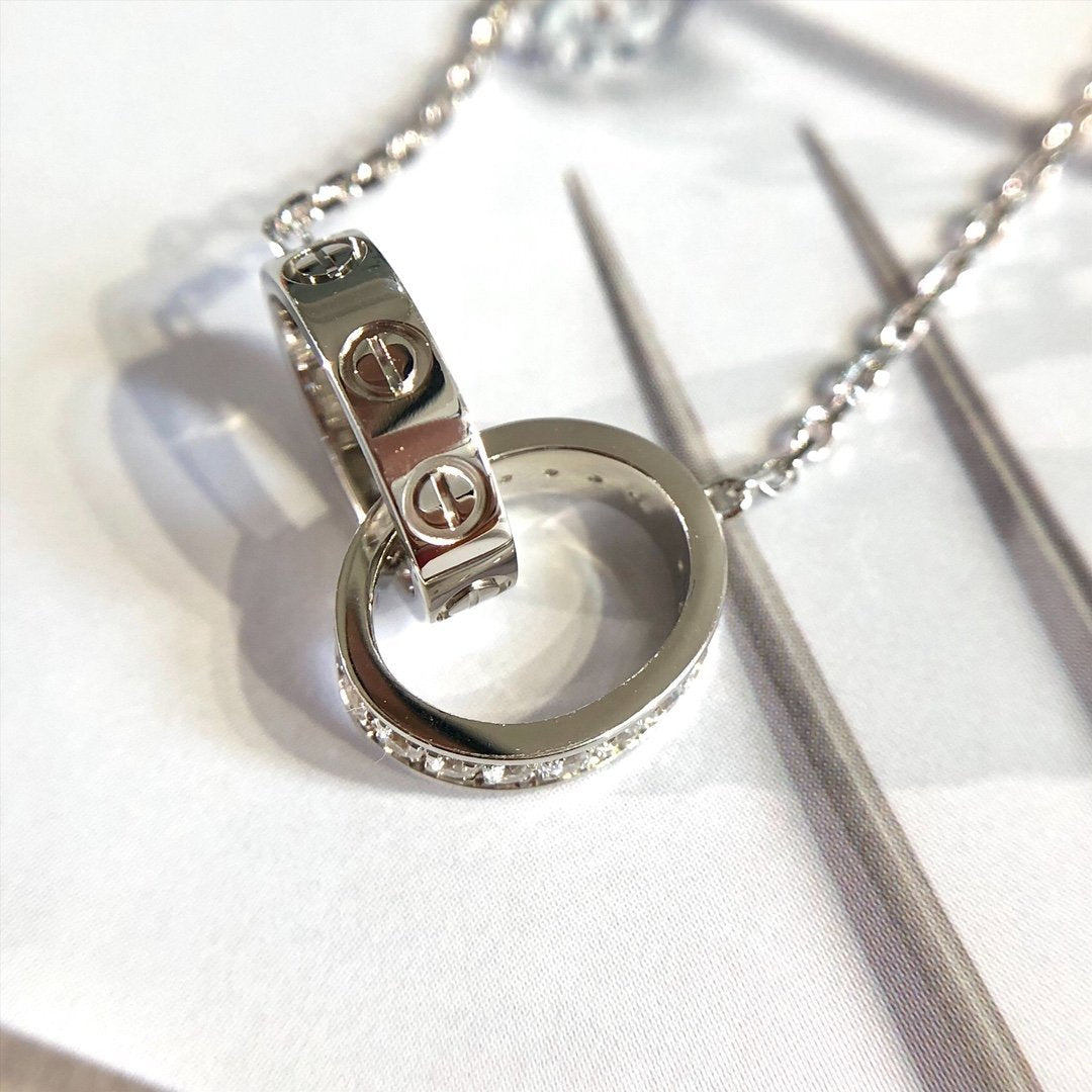 LOVE NECKLACE ROSE GOLD AND SILVER DIAMOND mysite