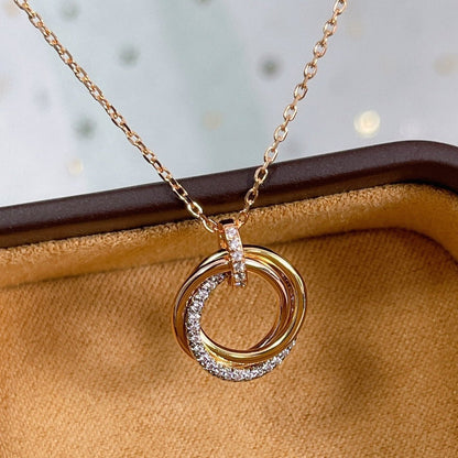 TRINITY NECKLACE SILVER GOLD PINK GOLD DIAMONDS mysite