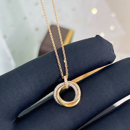 TRINITY NECKLACE SILVER GOLD PINK GOLD DIAMONDS mysite