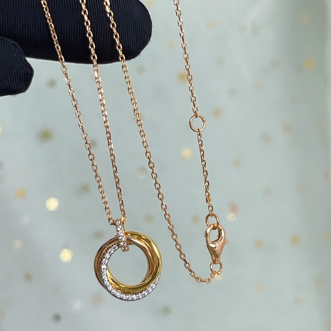 TRINITY NECKLACE SILVER GOLD PINK GOLD DIAMONDS mysite