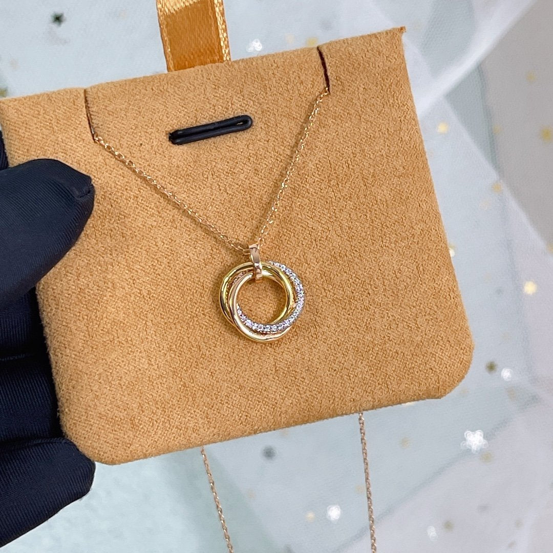 TRINITY NECKLACE SILVER GOLD PINK GOLD DIAMONDS mysite