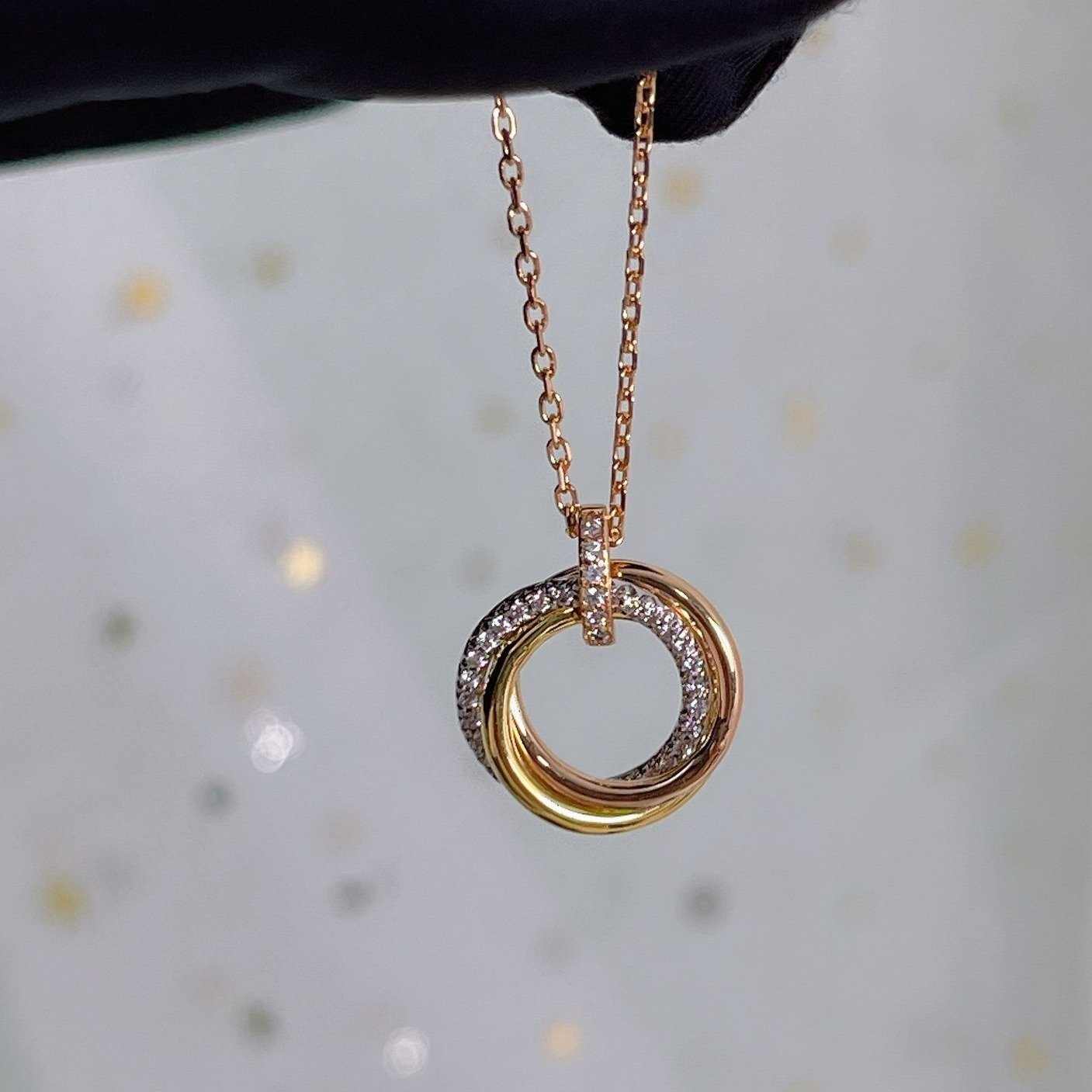 TRINITY NECKLACE SILVER GOLD PINK GOLD DIAMONDS mysite