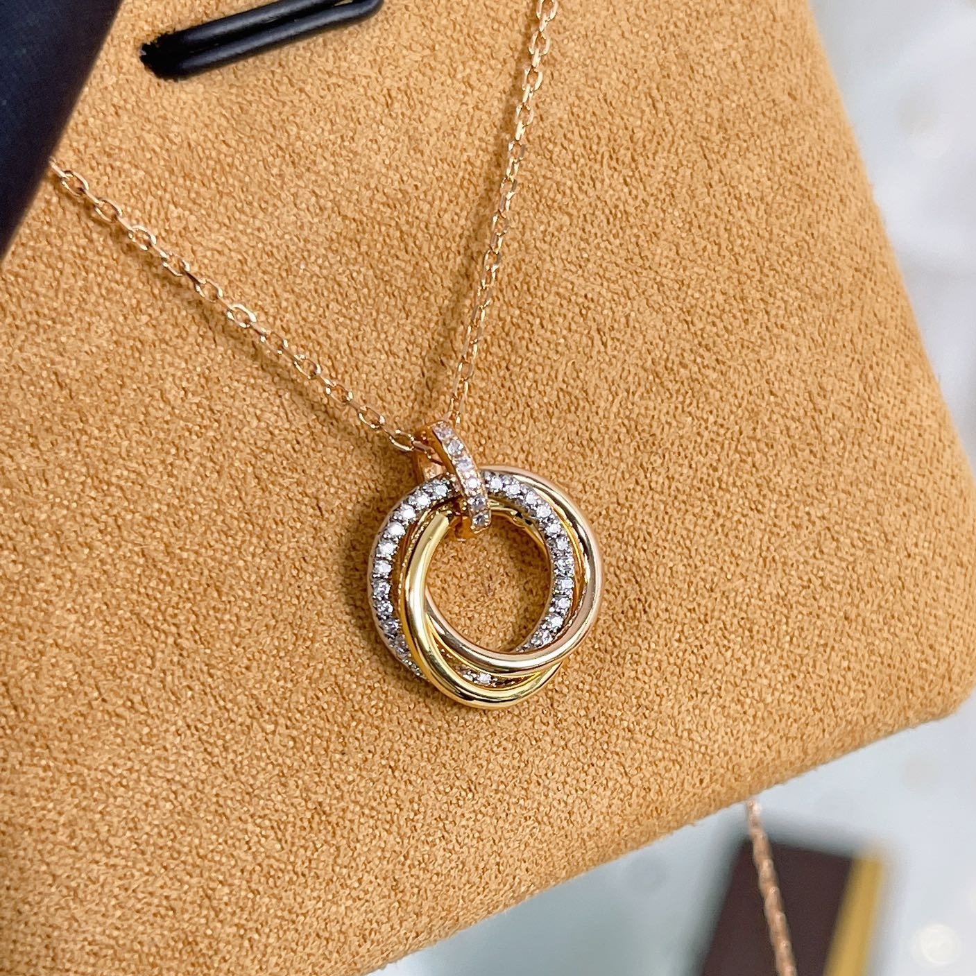 TRINITY NECKLACE SILVER GOLD PINK GOLD DIAMONDS mysite