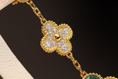 EARRINGS GOLD MALACHITE DIAMOND 3 MOTIF mysite
