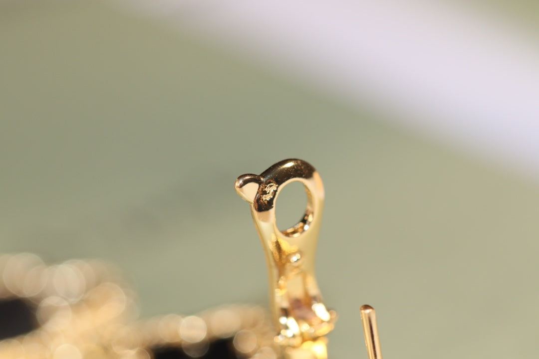 EARRINGS GOLD ONYX MOP 3 MOTIF mysite