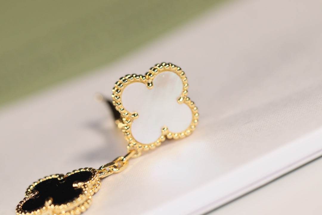 EARRINGS GOLD ONYX MOP 3 MOTIF mysite