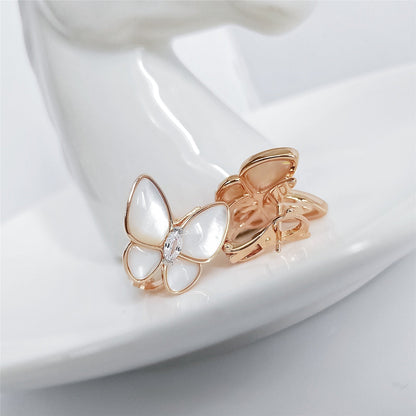 BUTTERFLY MOP DIAMOND PINK GOLD EARRINGS mysite
