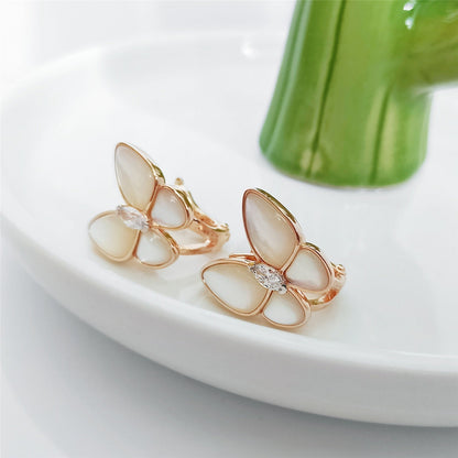 BUTTERFLY MOP DIAMOND PINK GOLD EARRINGS mysite