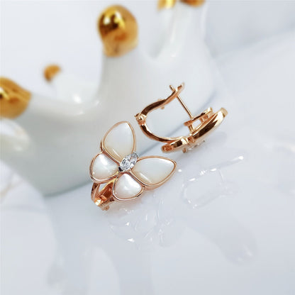 BUTTERFLY MOP DIAMOND PINK GOLD EARRINGS mysite