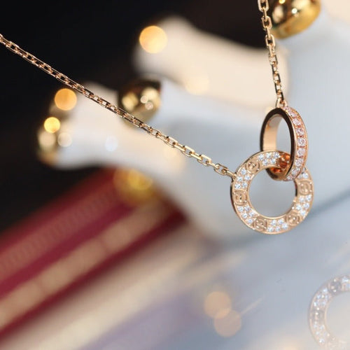LOVE DOUBLE RING DIAMOND NECKLACE mysite