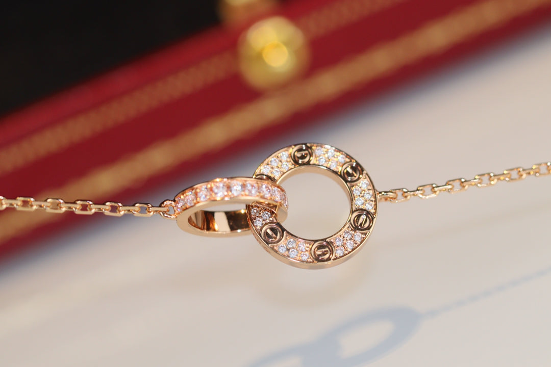 LOVE DOUBLE RING DIAMOND NECKLACE mysite