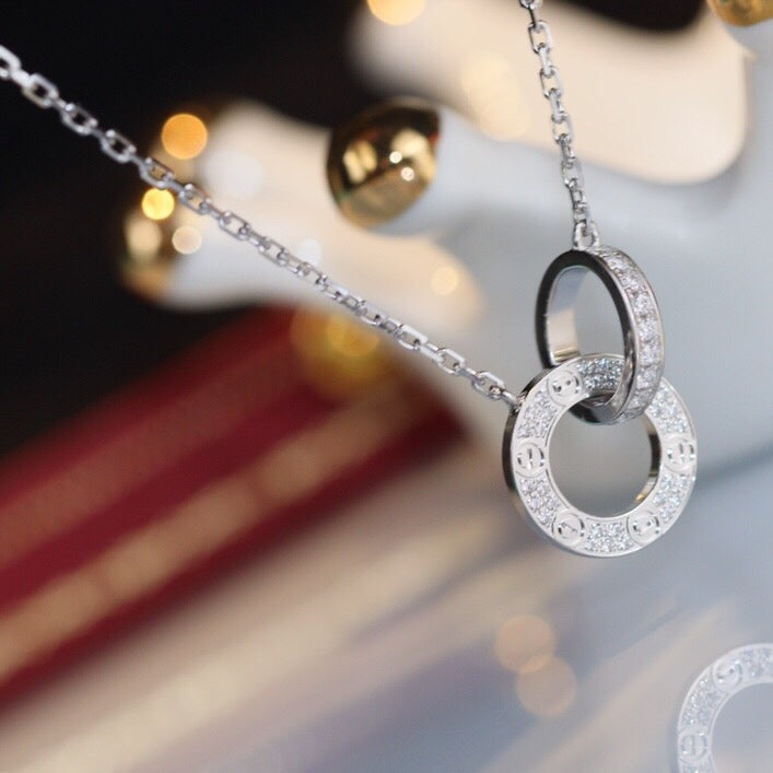 LOVE DOUBLE RING DIAMOND NECKLACE mysite