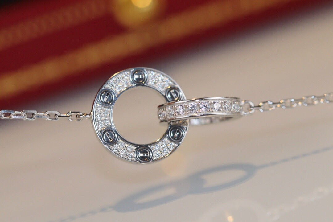 LOVE DOUBLE RING DIAMOND NECKLACE mysite