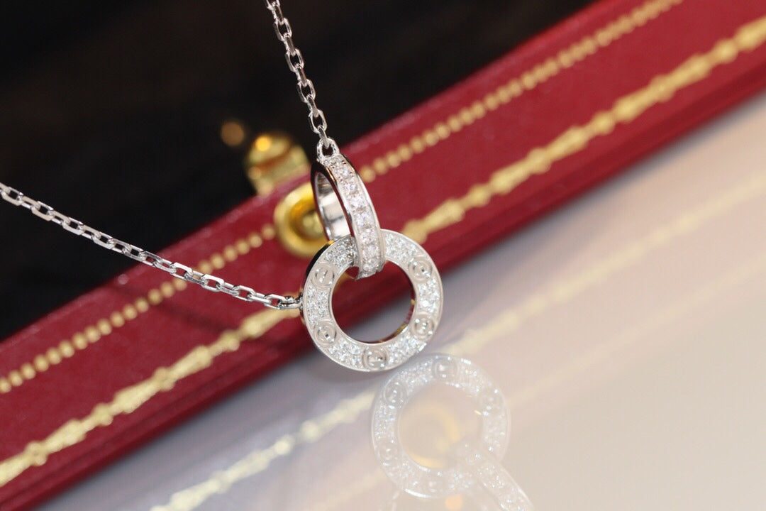 LOVE DOUBLE RING DIAMOND NECKLACE mysite
