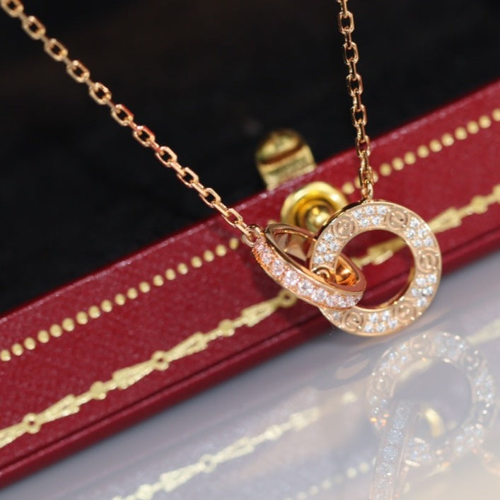 LOVE DOUBLE RING DIAMOND NECKLACE mysite