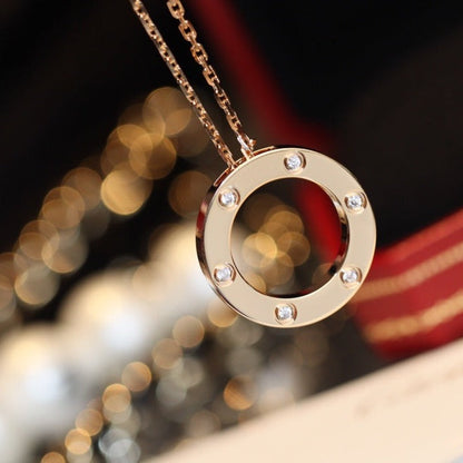 LOVE NECKLACE 16MM 6 DIAMONDS PINK GOLD mysite