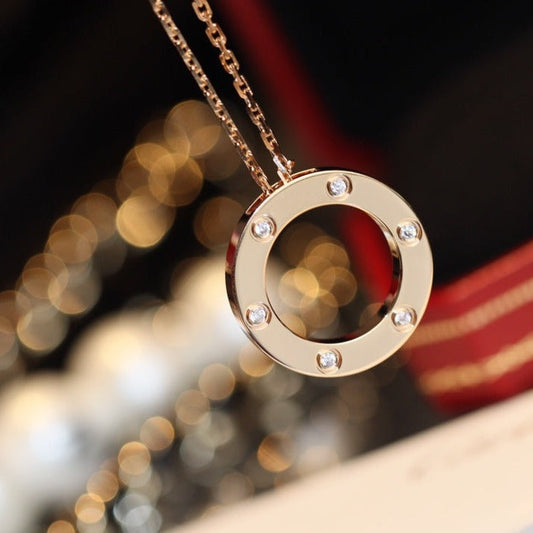LOVE NECKLACE 16MM 6 DIAMONDS PINK GOLD mysite