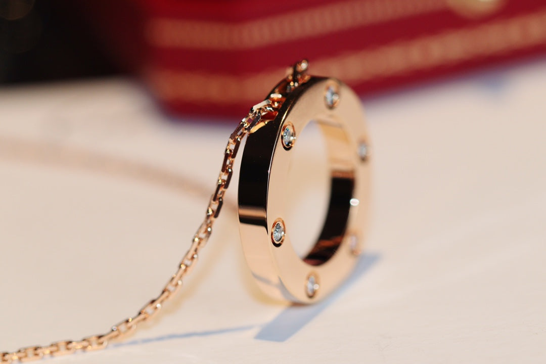 LOVE NECKLACE 16MM 6 DIAMONDS PINK GOLD mysite