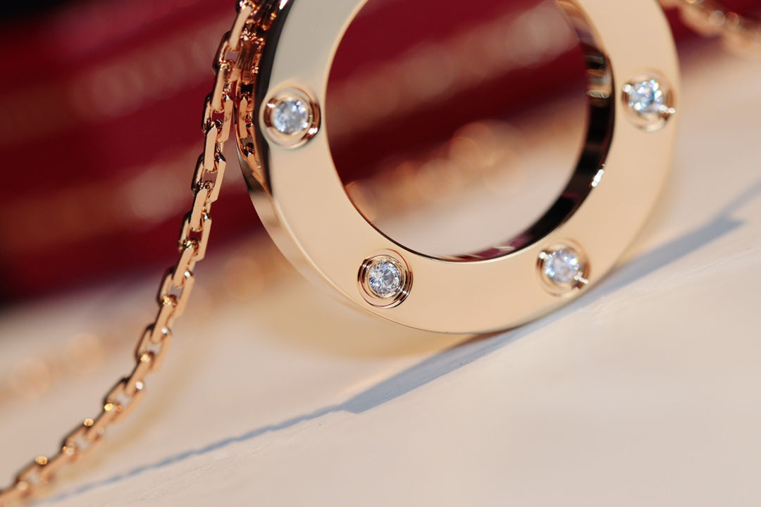 LOVE NECKLACE 16MM 6 DIAMONDS PINK GOLD mysite