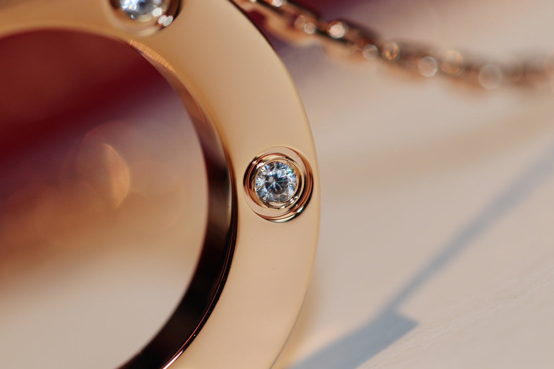 LOVE NECKLACE 16MM 6 DIAMONDS PINK GOLD mysite