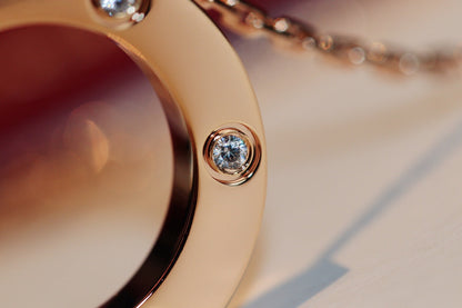 LOVE NECKLACE 16MM 6 DIAMONDS PINK GOLD mysite