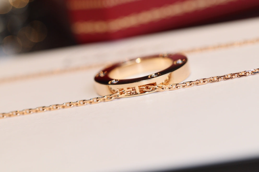 LOVE NECKLACE 16MM 6 DIAMONDS PINK GOLD mysite