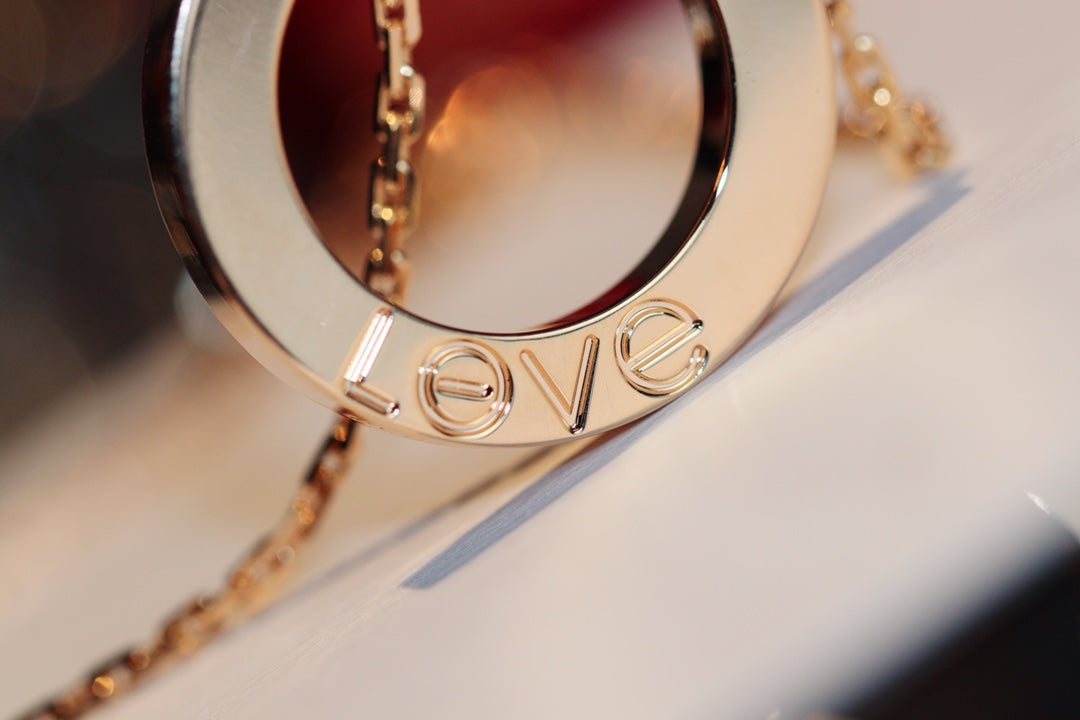 LOVE NECKLACE 16MM 6 DIAMONDS PINK GOLD mysite