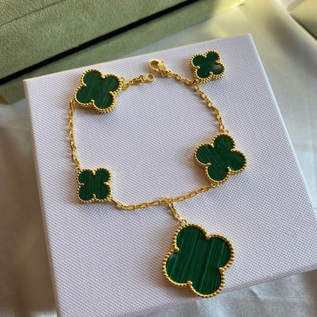 BRACELET 5 MOTIFS MALACHITE GOLD mysite