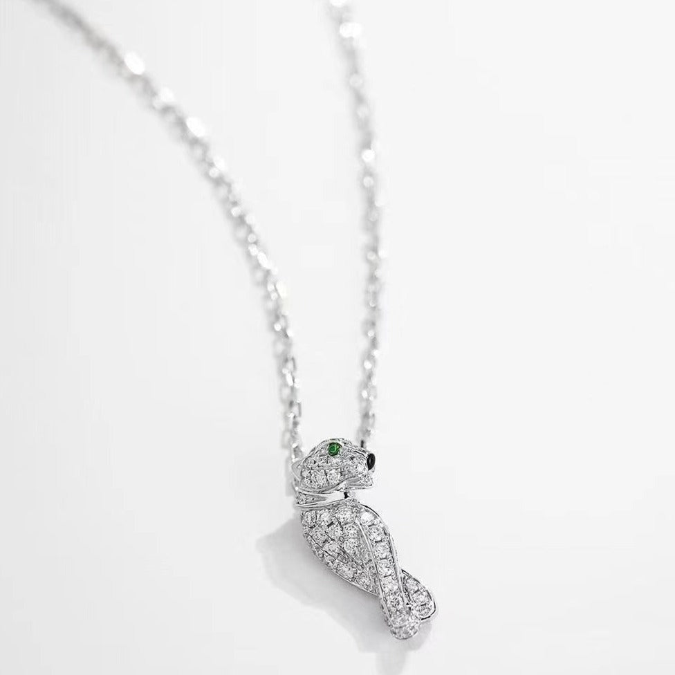PANTHERE PEDANT SILVER DIAMOND NECKLACE mysite