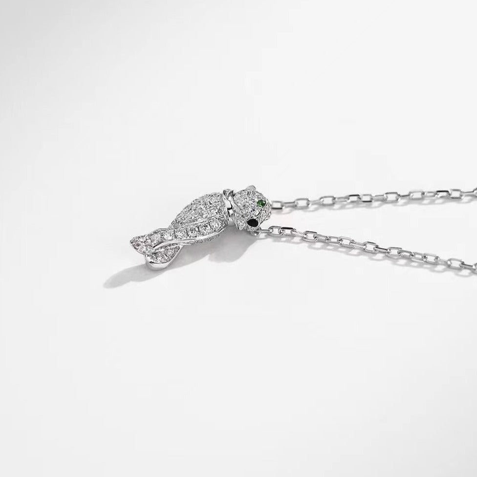 PANTHERE PEDANT SILVER DIAMOND NECKLACE mysite