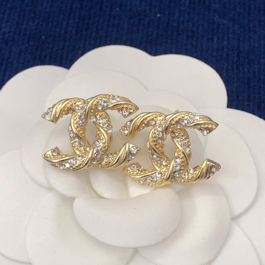 CC GOLD DIAMOND STUD MEDIUM EARRINGS mysite