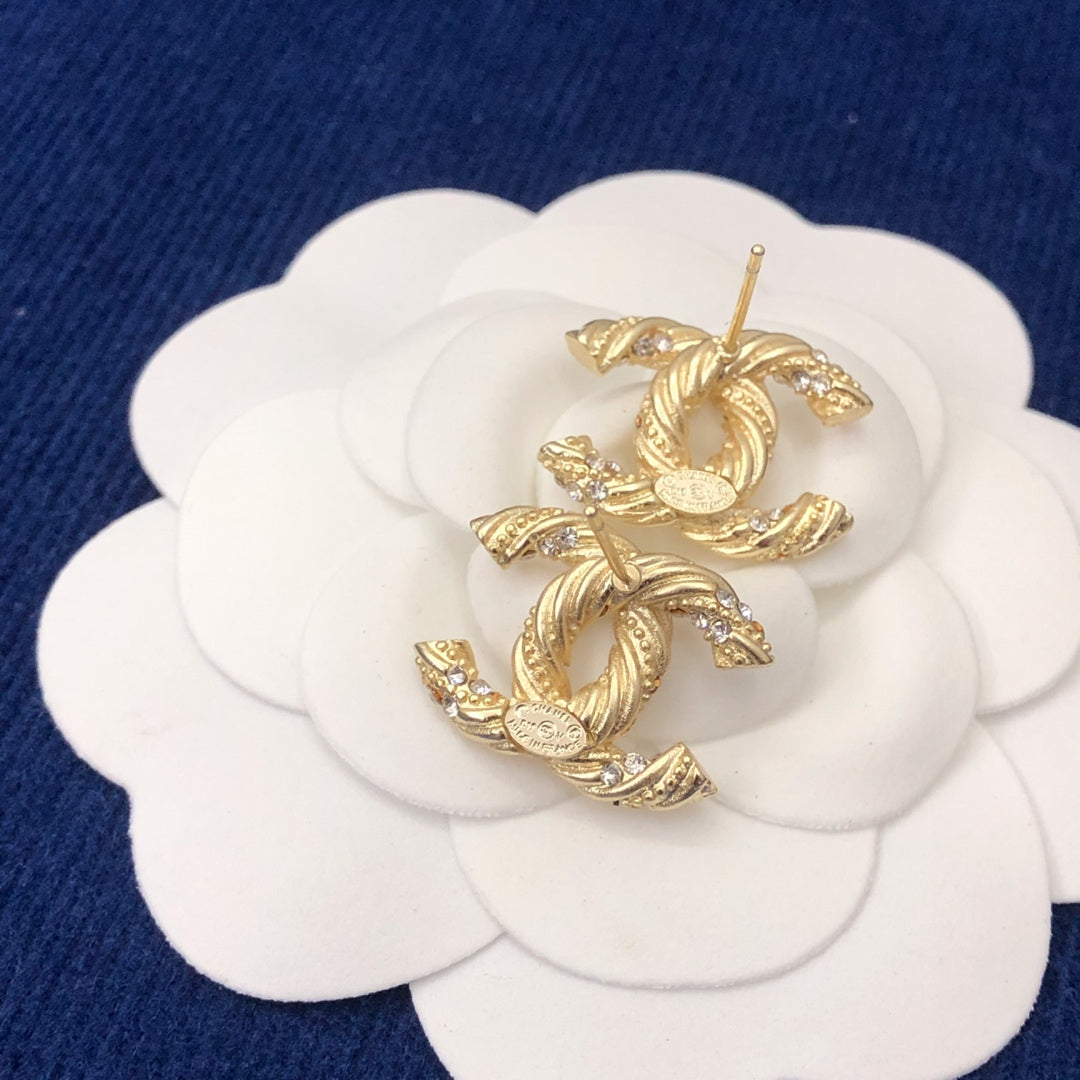 CC GOLD DIAMOND STUD MEDIUM EARRINGS mysite